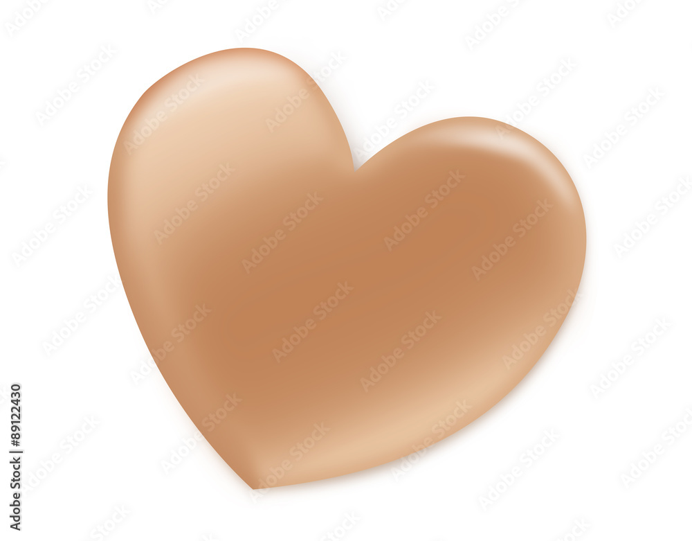 Drawing heart shape with makeup foundation cream on isolated background. Drawing heart shape with makeup foundation cream on isolated background.