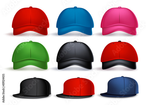 Set of 3D Realistic Baseball Cap for Man and Woman with Variety of Colors