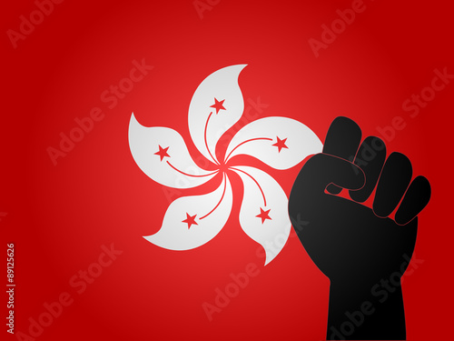 Hong Kong Flag with Protest Sign EPS10