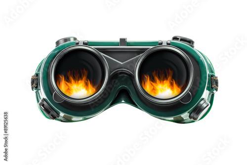 Safety glasses and fire reflect © fotoslaz