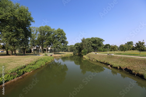 Narrow city river