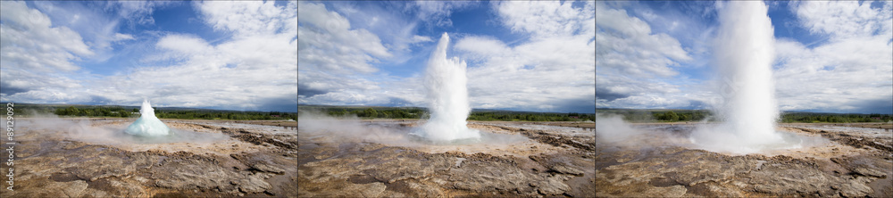 Sequenza dell'eruzione del geyser Strokkur, Islanda 