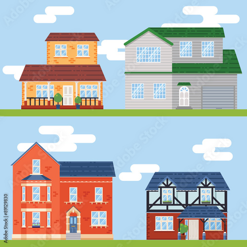 Retro Flat House Icons and Symbols set vector