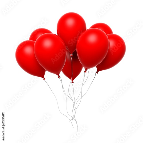 Group of red blank balloons isolated on white background