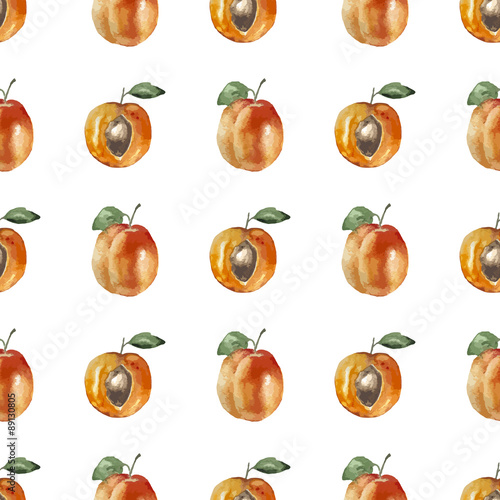 Seamless pattern with watercolor apricot