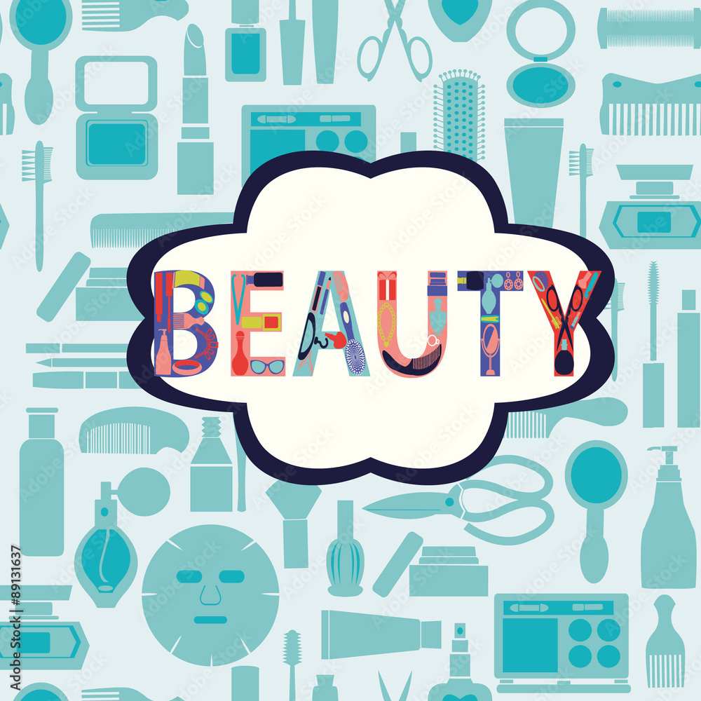 Fototapeta premium makeup cosmetic and beauty silhouettes
