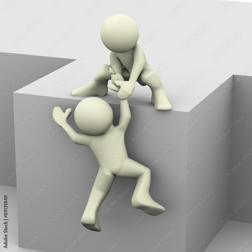 3d man helping 3d man helping