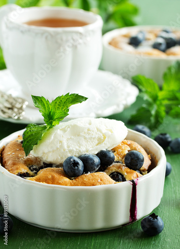 Summer Clafoutis pie with blueberries.
