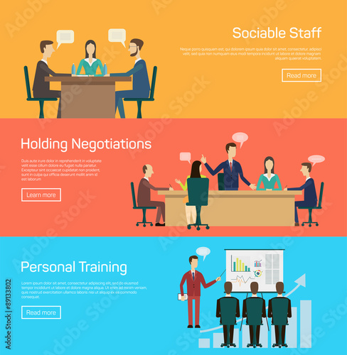 Vector illustration of flat negotiations and personal traning