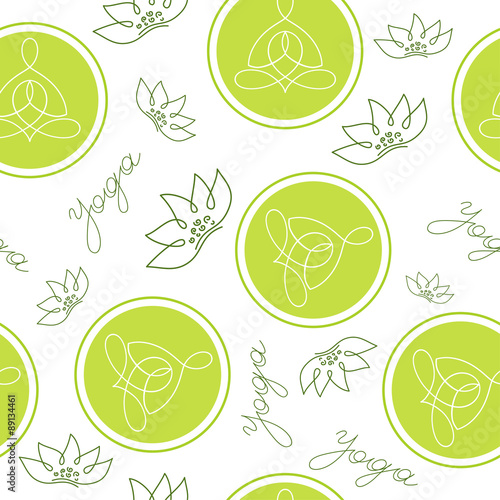 Yoga in a circle pattern seamless pattern lotus posture