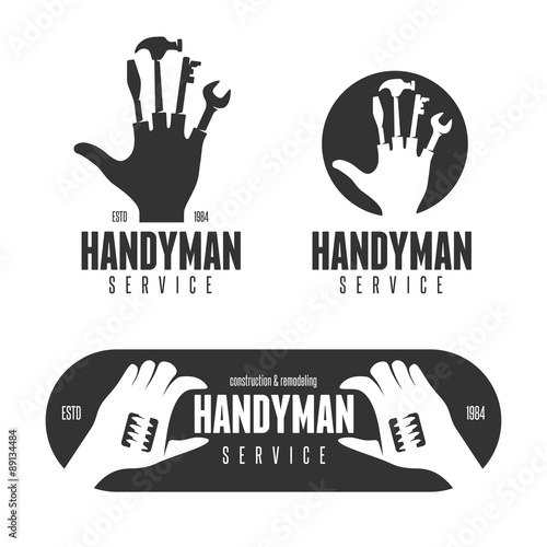 Handyman logos, emblems, badges in vintage style.