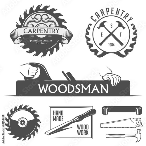 Carpentry and woodwork design elements in vintage style.