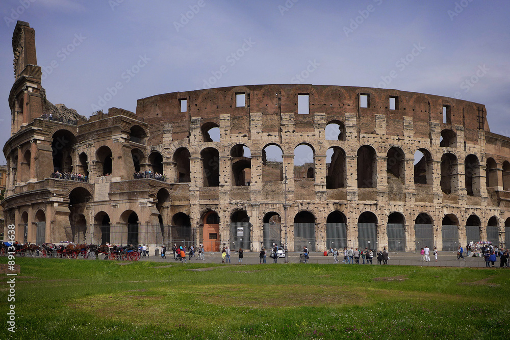 Colloseum circle in Roma during spring