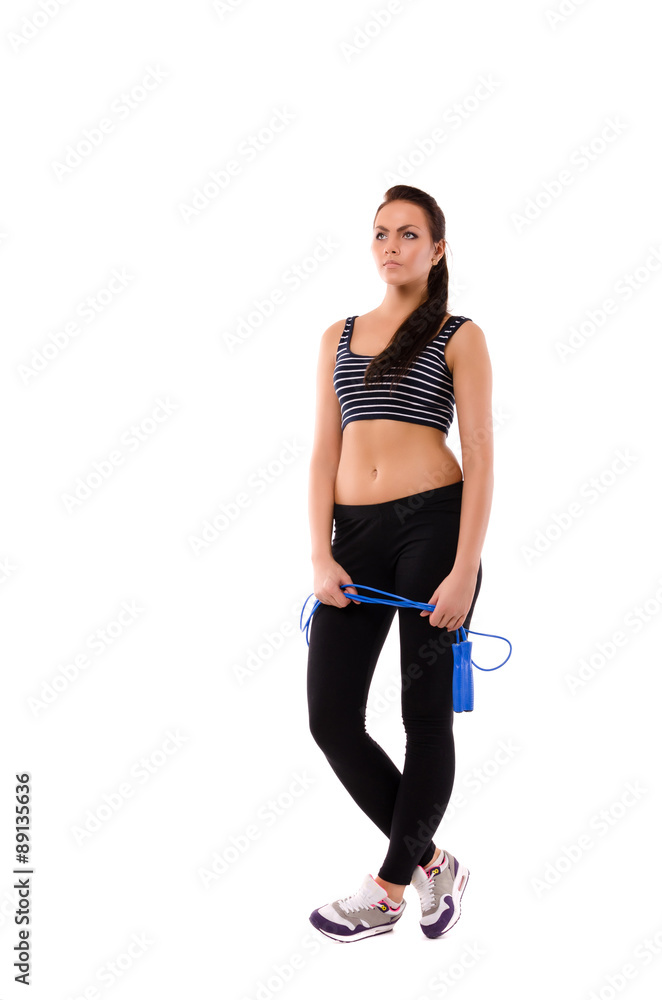 girl holding jumping rope girl holding jumping rope