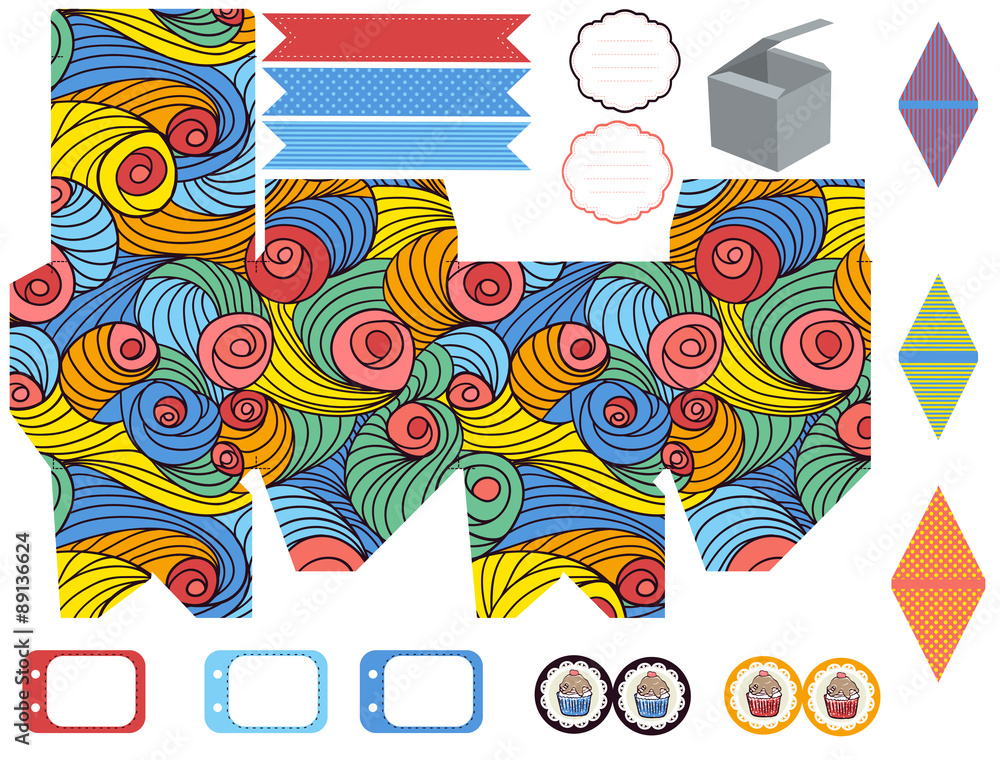 Fototapeta premium Gift box template party set