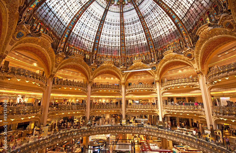 Interior Galeries Lafayette Store Paris , Stock Video