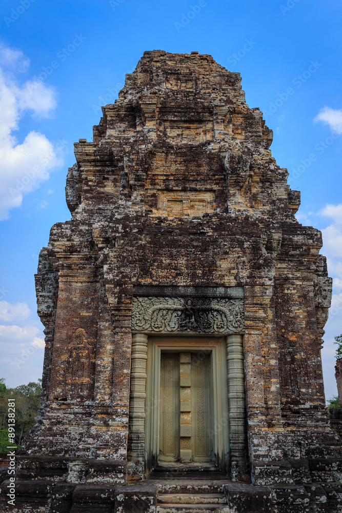 Naklejka premium Central Tower with Blind Door at East Mebon in Siem Reap Cambodi