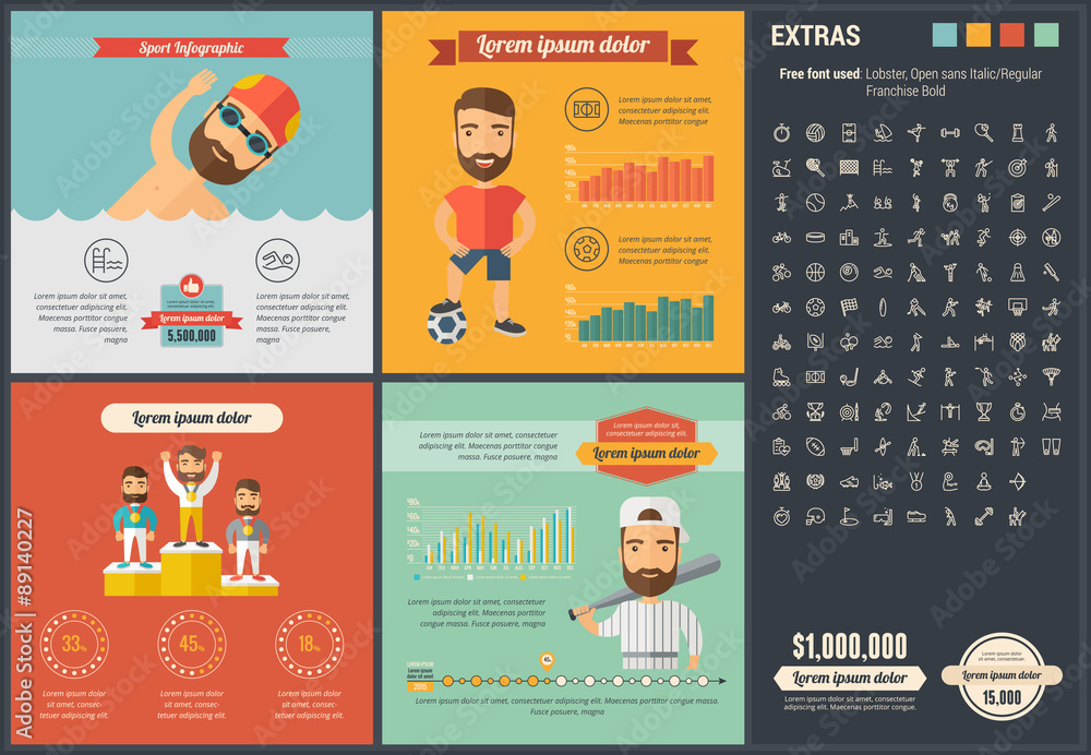 Obraz premium Sports flat design Infographic Template