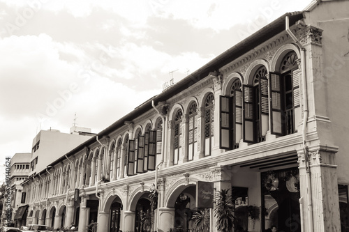 Photography Vintage shot of Singapore's historic district