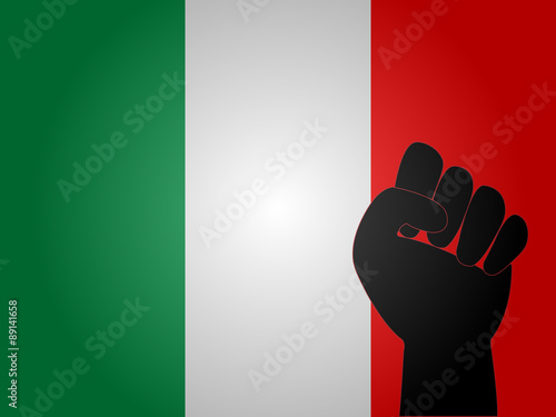 Italian Flag with Protest Sign EPS10