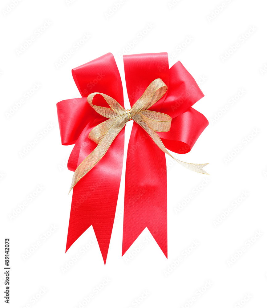 Beautiful red satin gift bow, isolated on white Beautiful red satin gift bow, isolated on white
