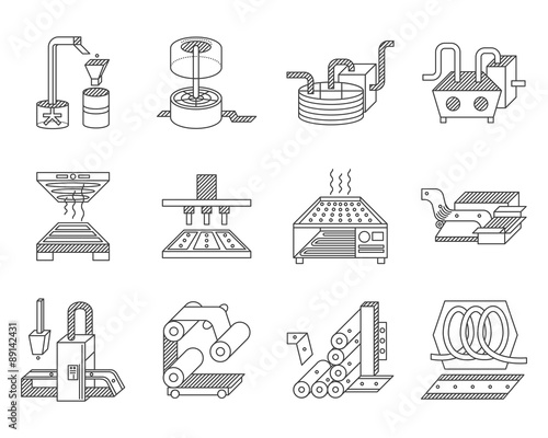 Vector icons for food processing industry