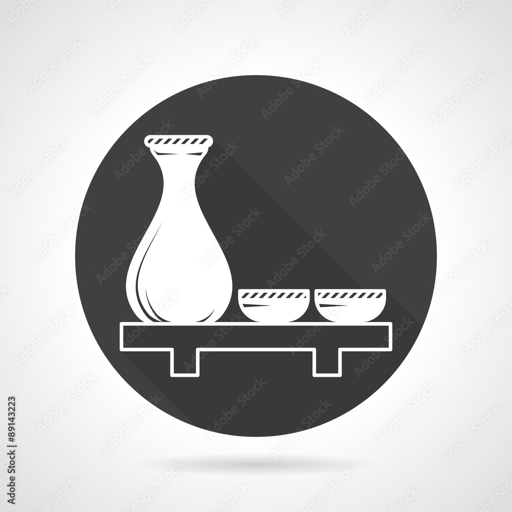 Sake set round vector icon