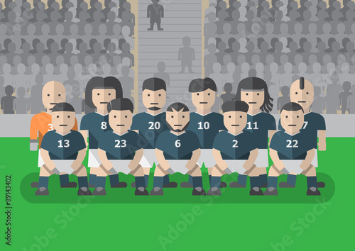 Soccer team player in uniform flat graphic