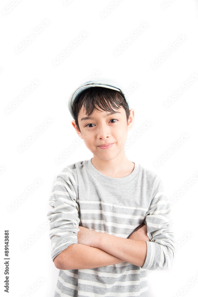 Little handsome boy portrait pose on white background Little handsome boy portrait pose on white background