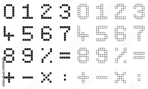 Collection 2 isolated pixel numbers and mathematical signs
