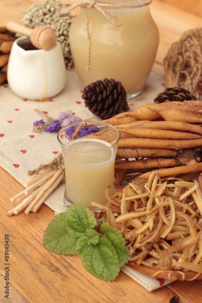 Galingale water and fresh galingale with honey. Galingale water and fresh galingale with honey.