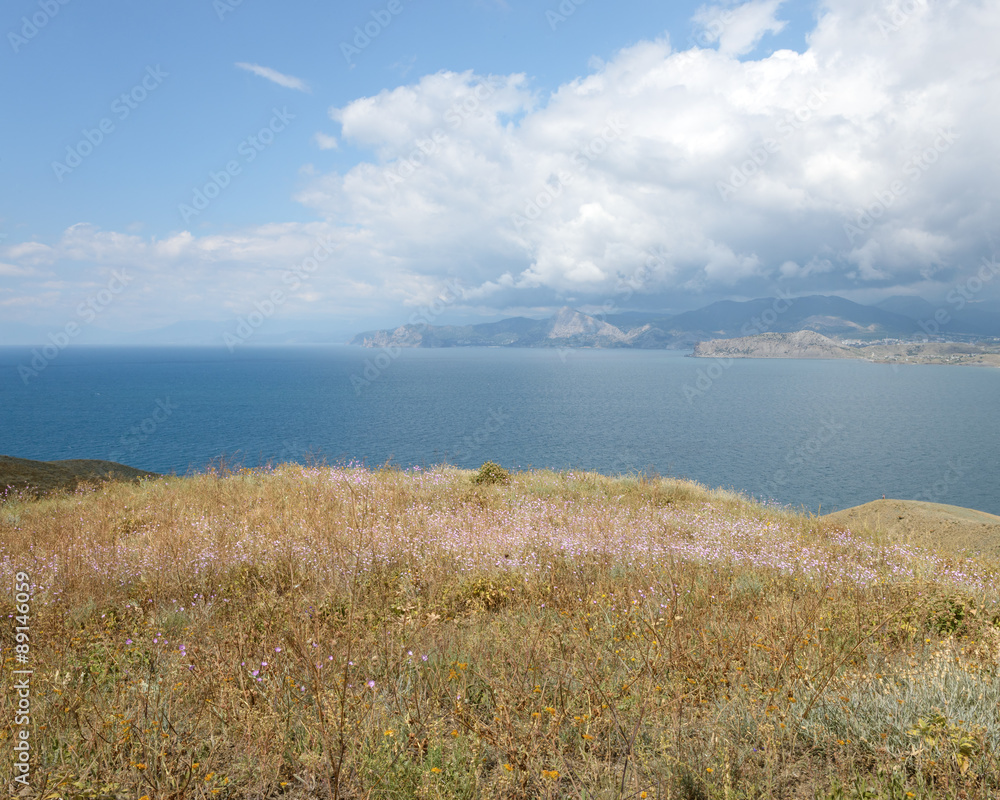 Obraz premium View towards Sudak and Novyi Svet from Meganom Cape, Crimea.