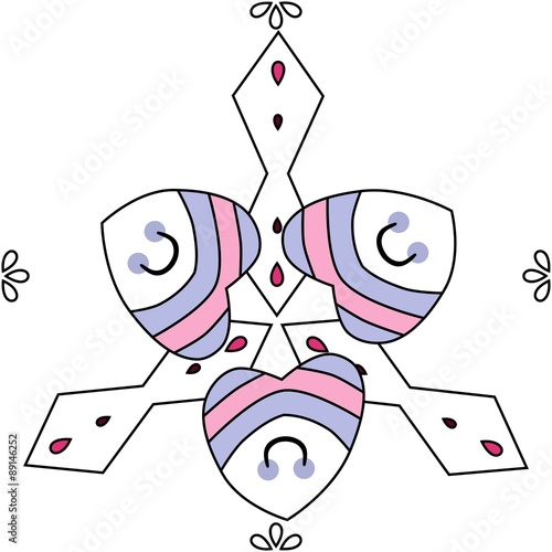 Seamless abstract ornament in blue, pink and white