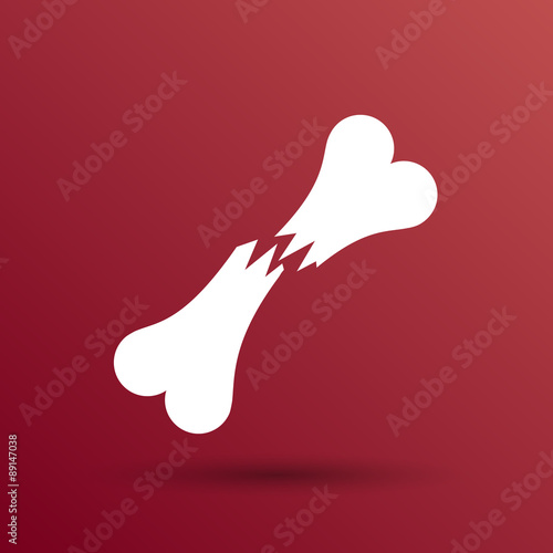 bone fracture flat icon caution nuclear radiation sign symbol 