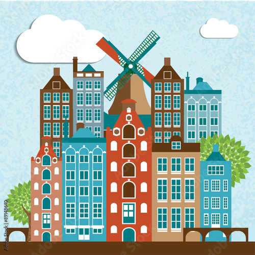 Modern Amsterdam city Skyline Design.