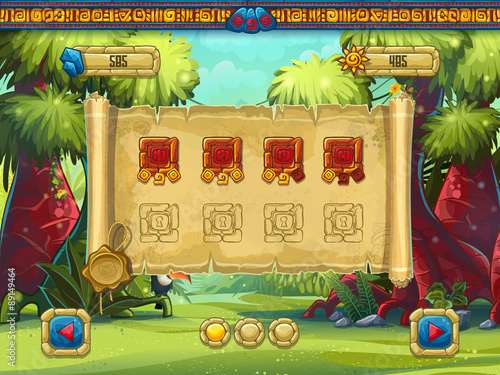Illustration level selection for a computer game Jungle Treasures