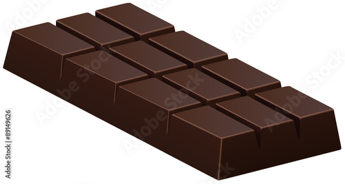 Dark chocolate bar on white