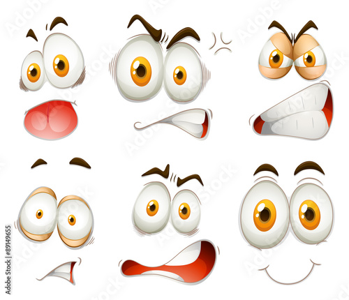 Facial expression on white