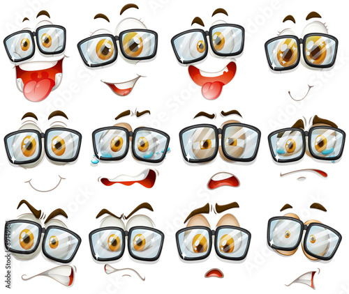 Facial expression with glasses