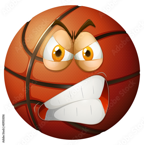 Angry face on basketball