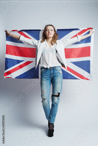 beautiful girl with flag of Britain