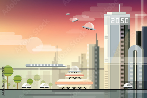 modern futuristic industrial urban cityscape vector illustration