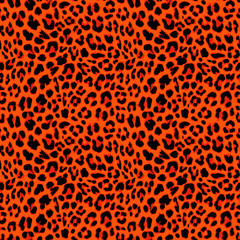 Acrylglasbilder Tierfellmuster Leopardenmuster Herbstlich Orange Nahtlos  © tabitazn