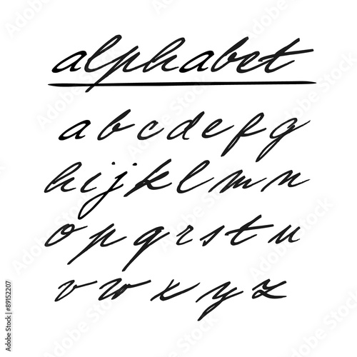 Hand drawn vector alphabet, font, isolated lower case letters