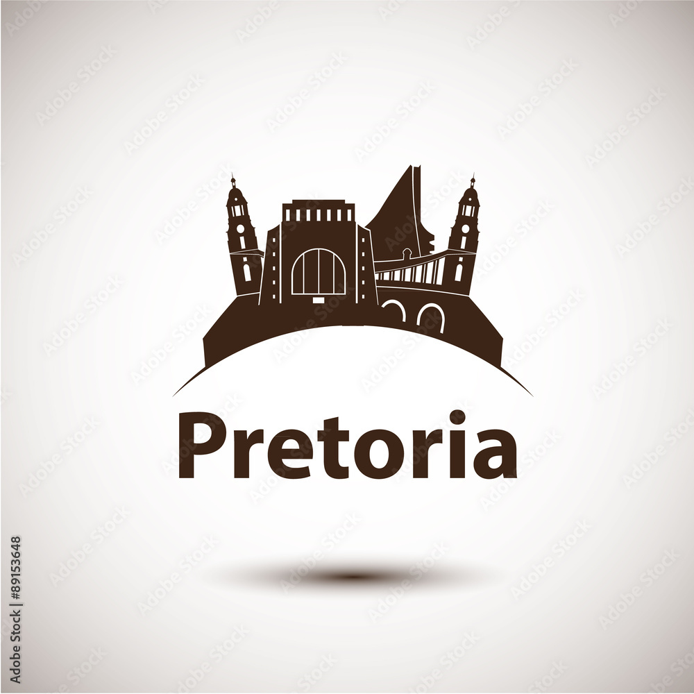 Pretoria South Africa city skyline silhouette.
