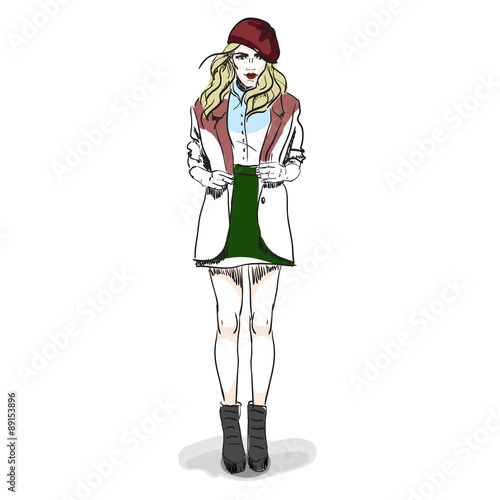 Model fashion. Sketch.