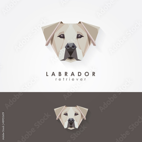 Labrador retriever polygonal geometric contemporary logo icon illustration for various purposes. Military, rescue, therapy, assistance dog breed