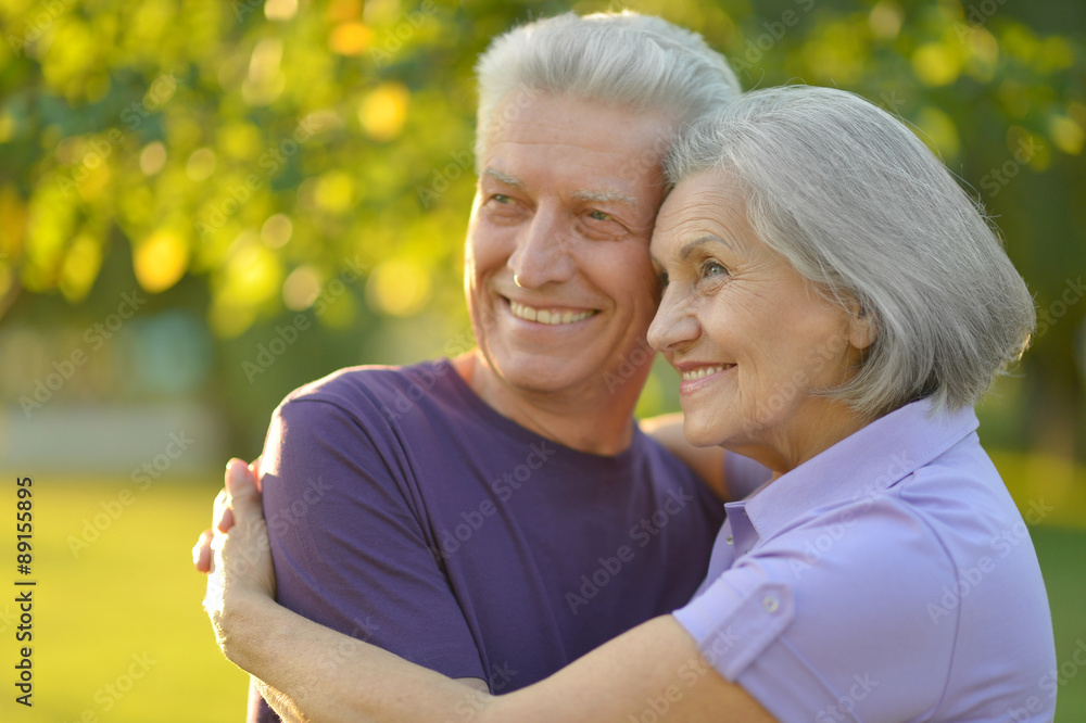Mature couple in summer park Mature couple in summer park