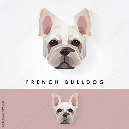 french bulldog head geometric polygonal logo icon
