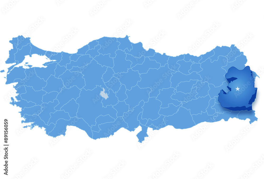 Map of Turkey, Van